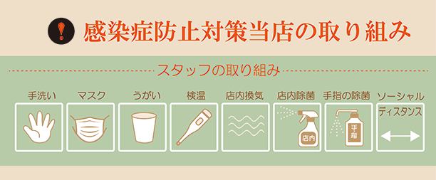 感染症防止対策当店の取り組み